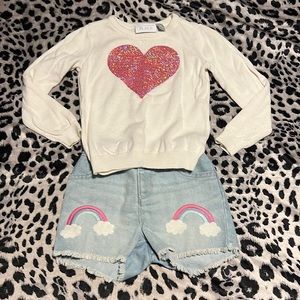 🆑FINAL PRICE‼️ The children’s place size 3T denim shorts with heart sweater